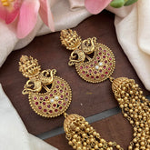 Antique Lakshmi Jada Billai with Golden Pearl Maatil-Bun Billai-Red-G13093